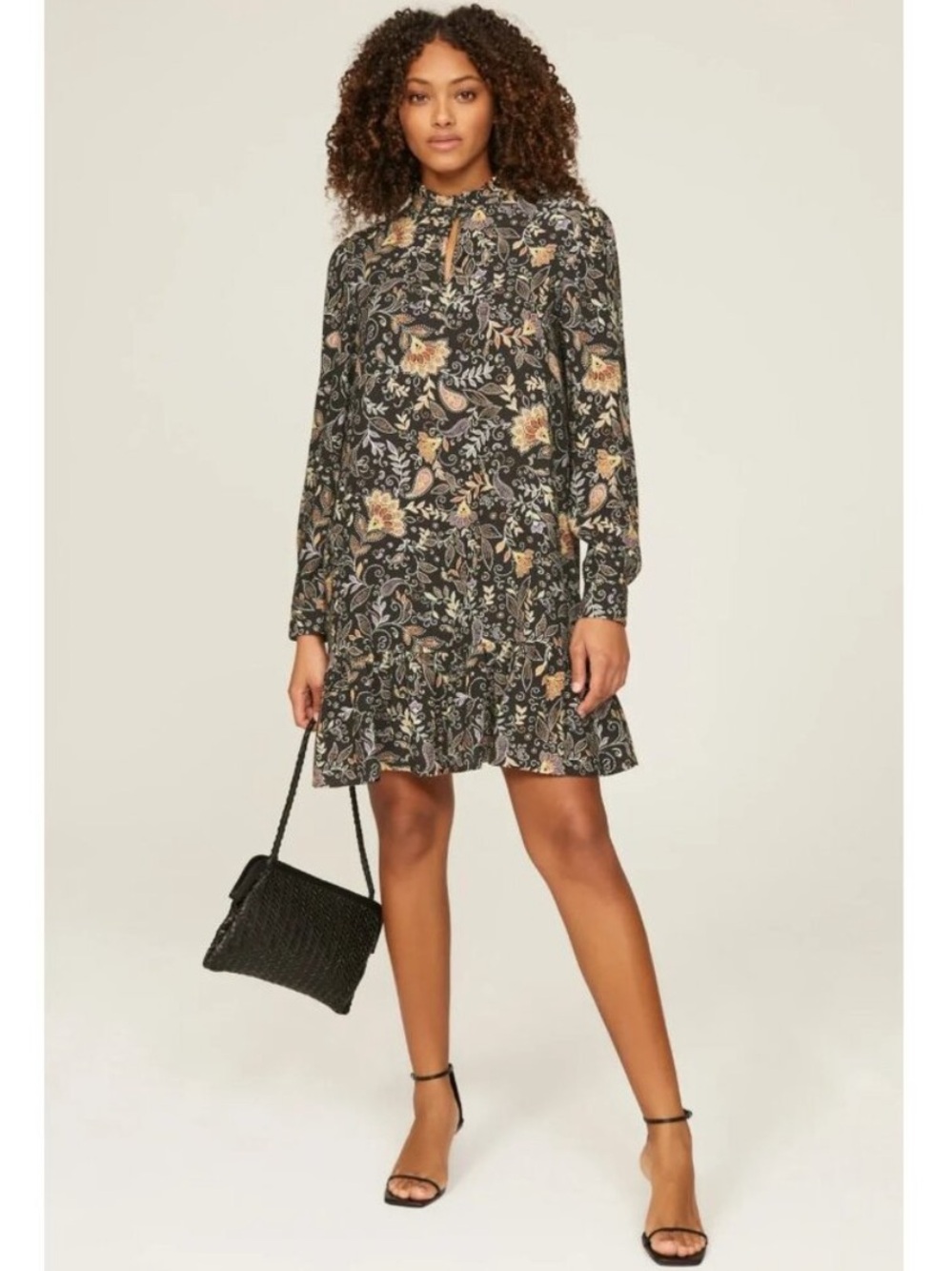 Michael Stars Kita Ruffle Hem Long Sleeve Shift Dress